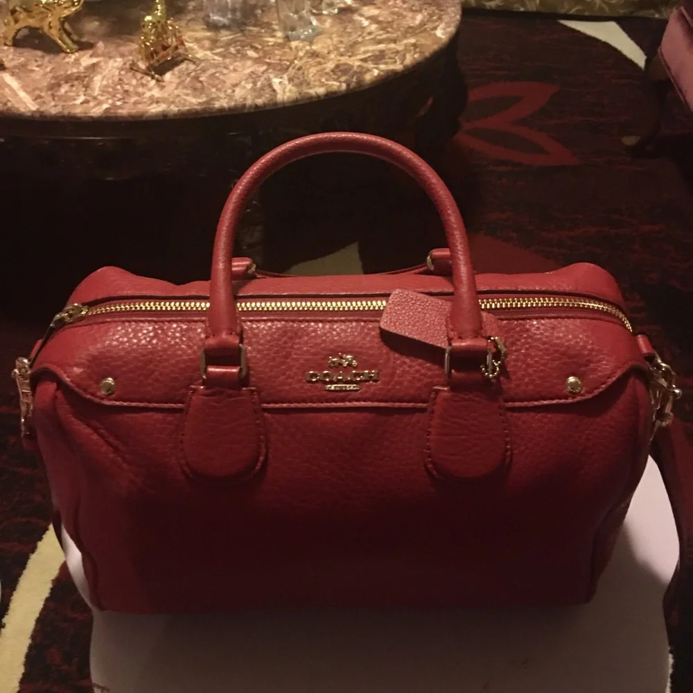 Coach Red Leather Satchel Crossbody Bag